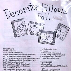 Fall Pillows Sewing Kit Turkey Pumpkin Leaves Witch 90s Folk Art Carousel Craft